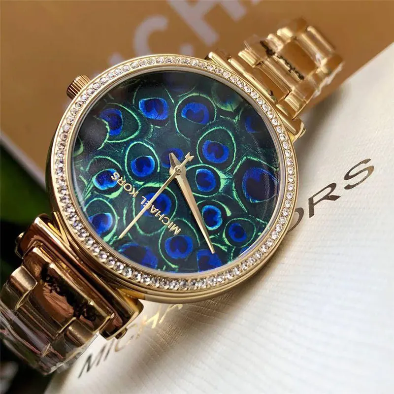 Michael Kors Sofie Peacock Motif Blue Dial Ladies Watch- MK3946